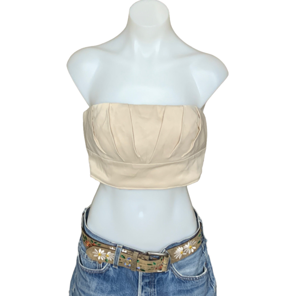 Majorelle Strapless Corset Top Cream MEDIUM Bandeau One of Kind Upcycled NEW